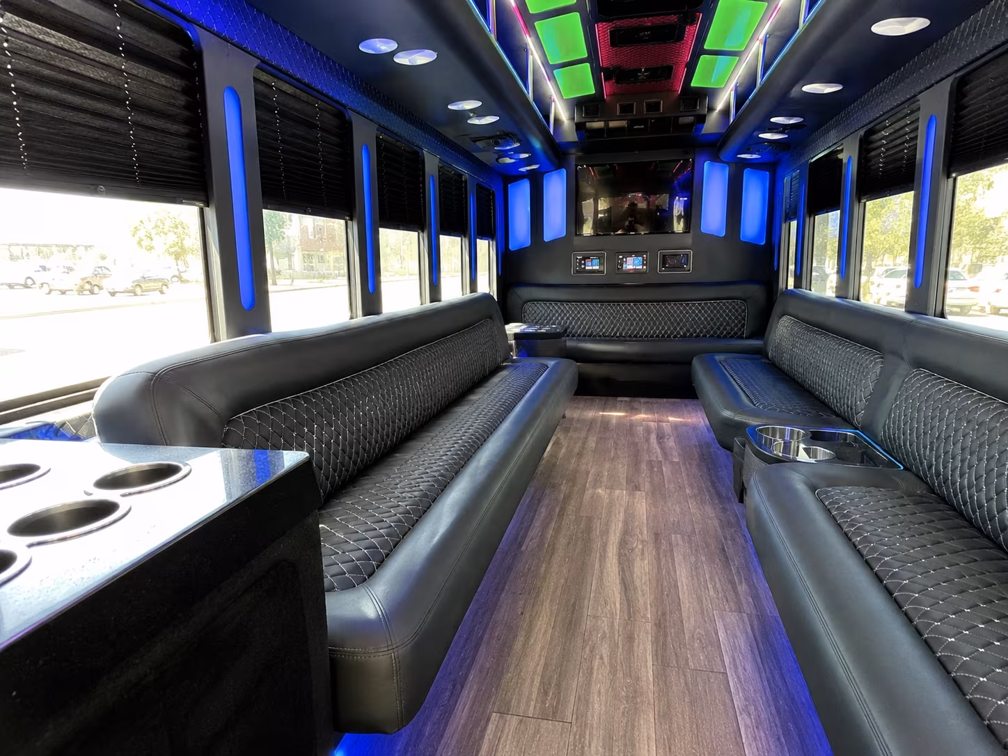 gardena 15 passenger party bus inside