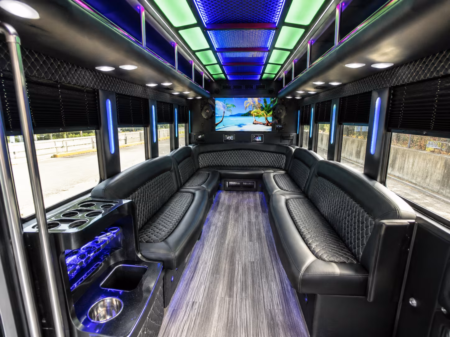 gardena 18 passenger party bus inside