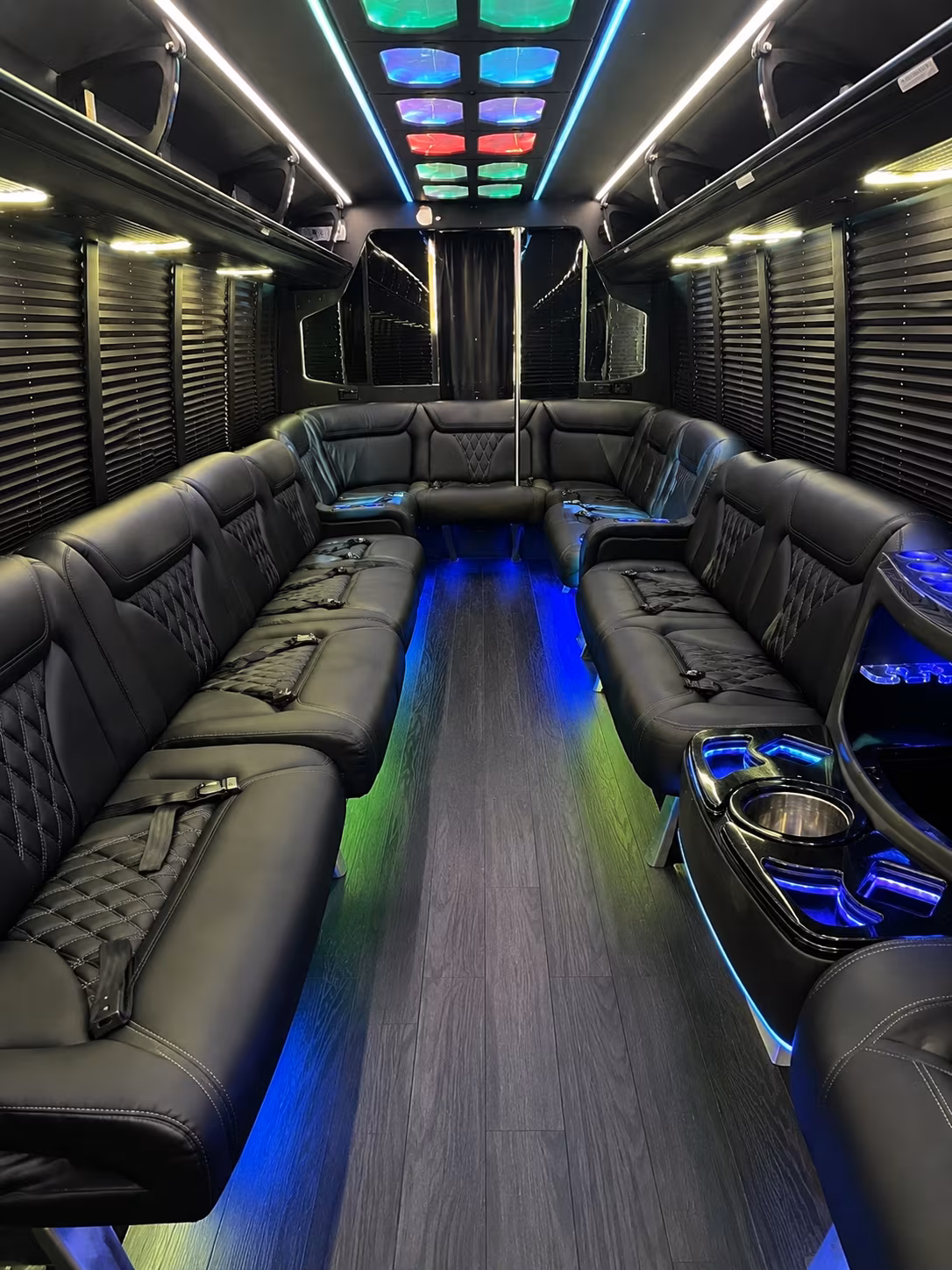 gardena 20 passenger party bus interior